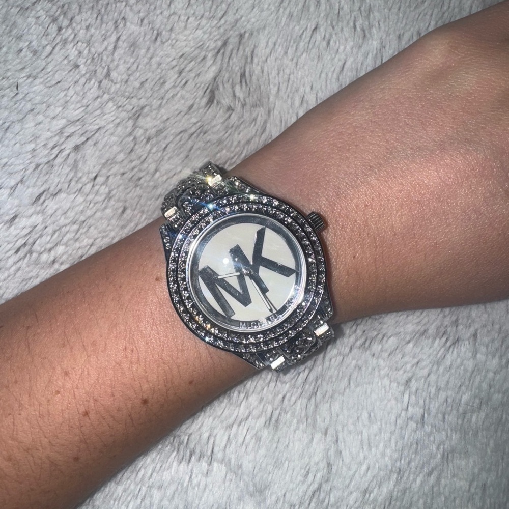 Michael Kors Silver Crystal-Embellished Watch